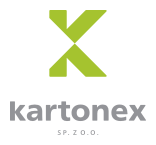 Logo firmy Kartonex produkującej worki papierowe, opakowania z tektury falistej, opakowania papierowe, pudła kartonowe